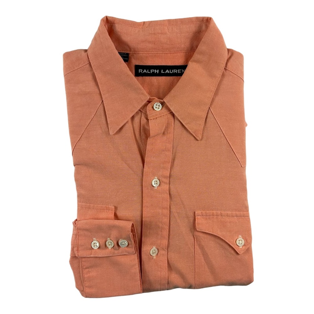 Ralph Lauren Black Label Cotton Peach Military Button Front Size Small Mint